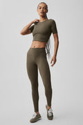ALO Softsculpt Precision Half Sleeve Tee - Olive Tree