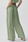 Semi-Sheer Golden Hour High-Waist Straight Leg Pant - Dune Grass